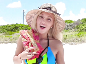 Teen Stripping On The Beach And Fucking At The Pool