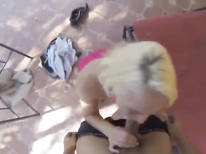 Getting A Car Blowjob From A Bleach Blonde Girl